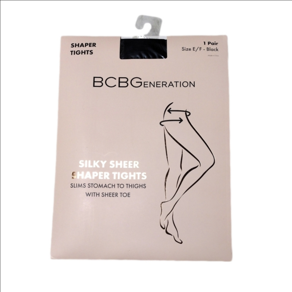 BCBGeneration Silky Sheer Slimming Black Shaper Tights Size E/F
